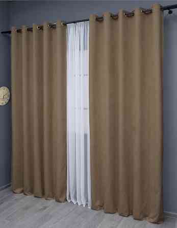 Комплект штор на люверсах VR-Textil Мікровелюр Petek YL № 1799ш Какао 150х270 см 2 шт (37-0265) Київ
