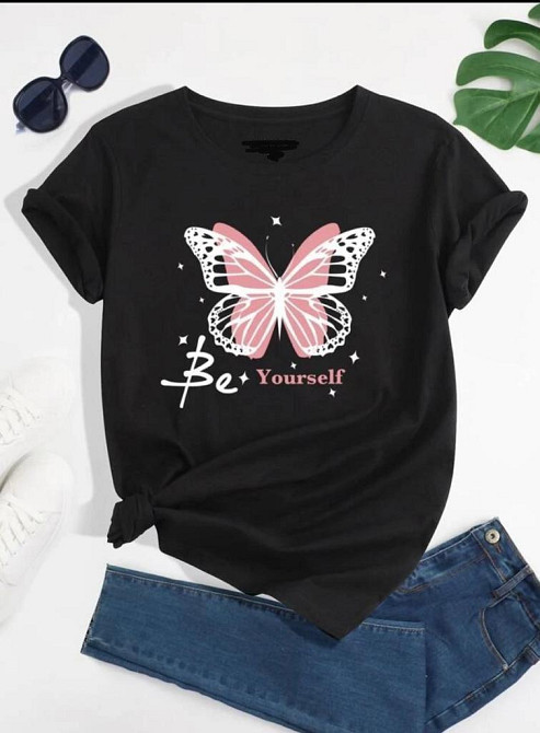 Футболка жіноча з принтом  48 Чорний 2664087636 Дніпро - фото 1