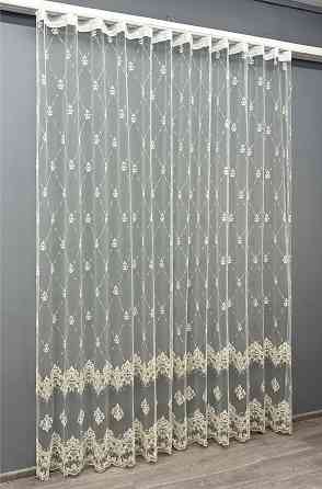 Тюль VR-Textil 1847т Фатин с вышивкой и люрексом Молочный с золотистым 300х270 см (40-201) Киев