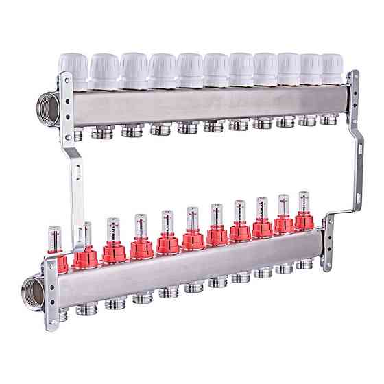 Колекторний блок з витратомірами Nolf NF.2100-11S 1"x11 (корпус нержавіюча сталь) (NF3025) Київ