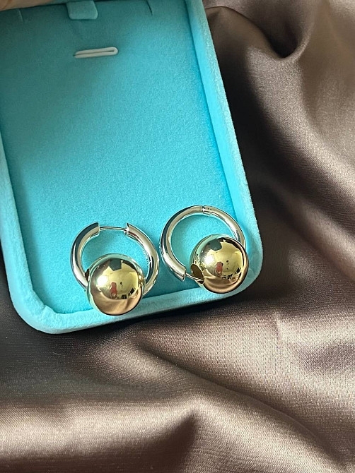 Сережки Balenciaga срібно-золотого кольору Одеса - фото 6