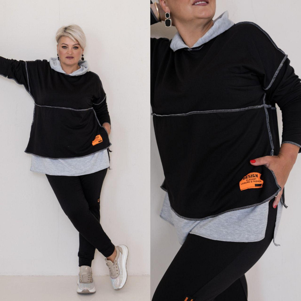 Женский прогулочный костюм двунитка Черный, 60/64 Одесса - изображение 7