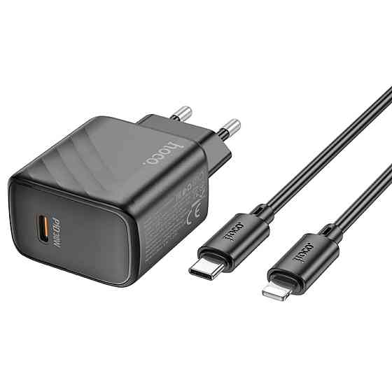 Мережевий зарядний пристрій HOCO CS22A Value single port PD30W charger set(C to iP) Black (6942007609920 ) Київ
