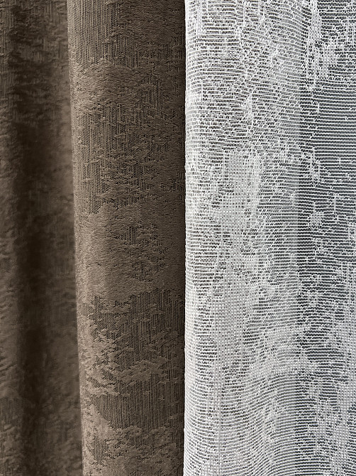Комплект штор VR-Textil Жакард Мармур 200х270 2шт і Тюль 600х270 1557ш-1400т Коричневий з білим 71-190/7 Київ - фото 5