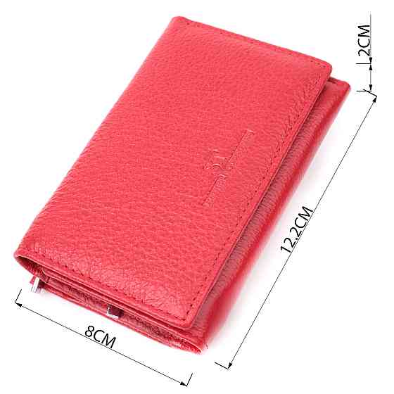 Шкіряний зручний жіночий гаманець у три додавання ST Leather 22490 Червоний Київ