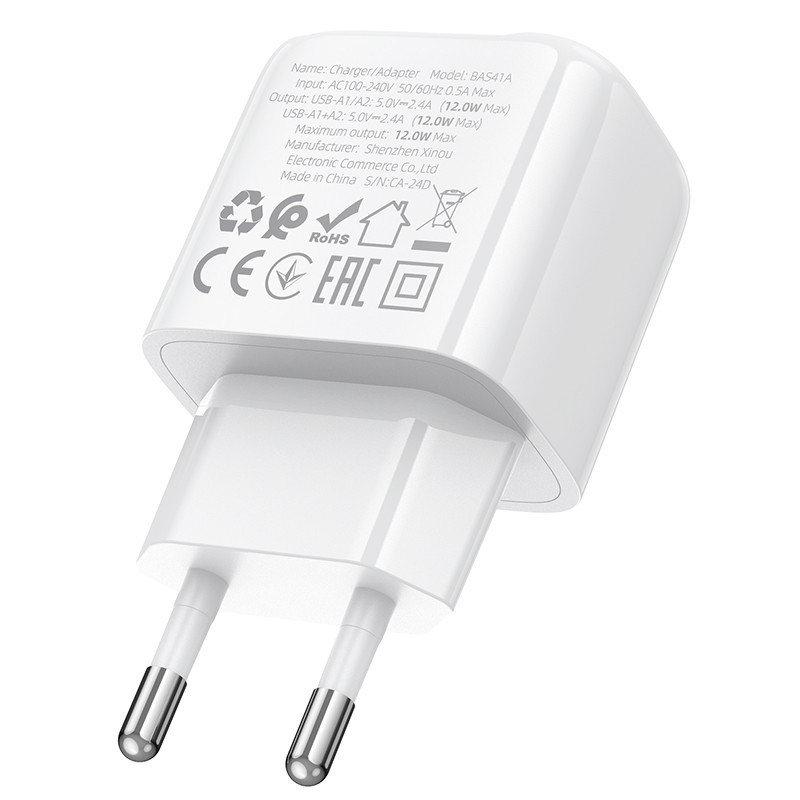 Мережевий зарядний пристрій BOROFONE BAS41A Potential dual-port charger White Одеса - фото 7