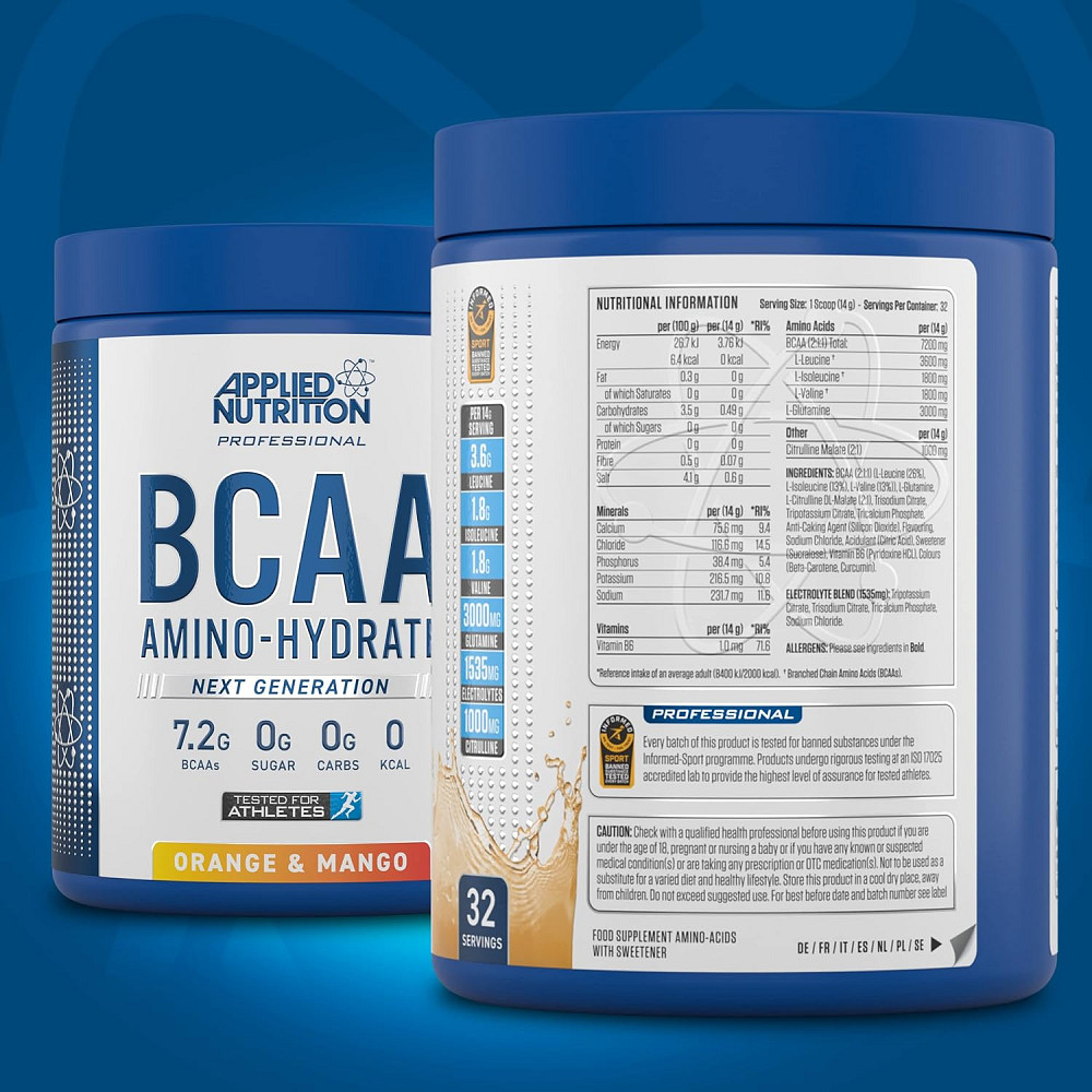 Комплекс аминокислот Applied Nutrition BCAA Powder Amino Hydrate (450g - 32 Servings) (Orange  Mango) Луцк - изображение 2