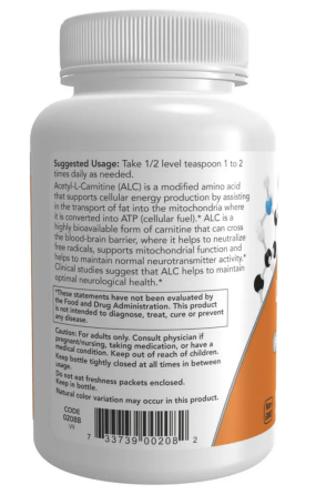 Ацетил-L-карнитин NOW foods Acetyl-L-Carnitine Pure Powder 85 грамм Киев