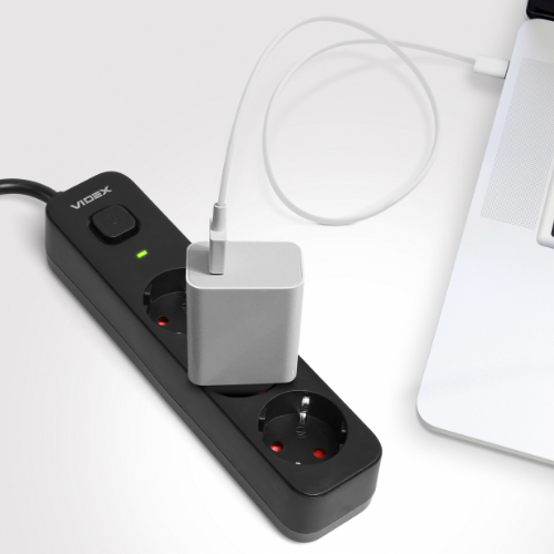 Мережевий подовжувач із заземленням 3 розетки 3м з кнопкою чорний VF-PD33G-B Oncord Videx Житомир - изображение 9