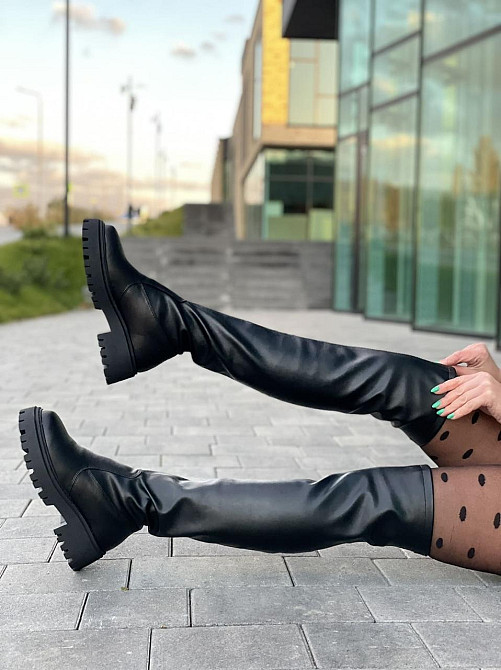 Ботфорты женские ARLEN черные натуральная кожа зима высота 56 см обхват 34-37 см подошва 3/5 см Коломия - фото 6