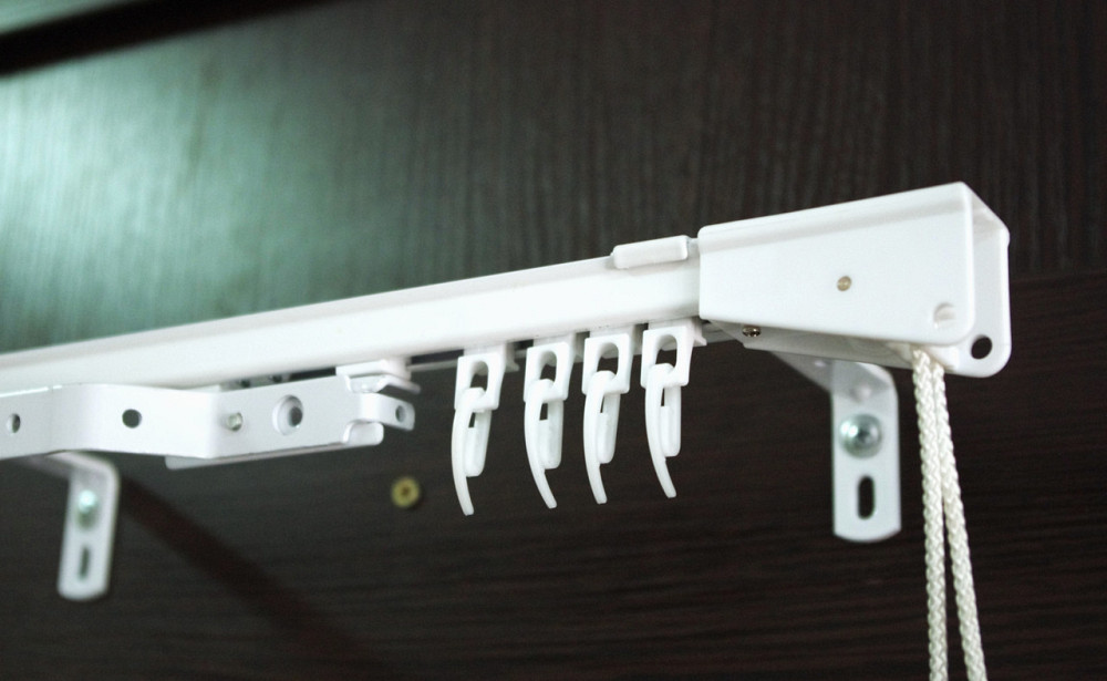 Карниз для штор профиль CKS (в сборе) Белый на 1 каретку шторы открываются с одной стороны 1.5 Бровары - изображение 1