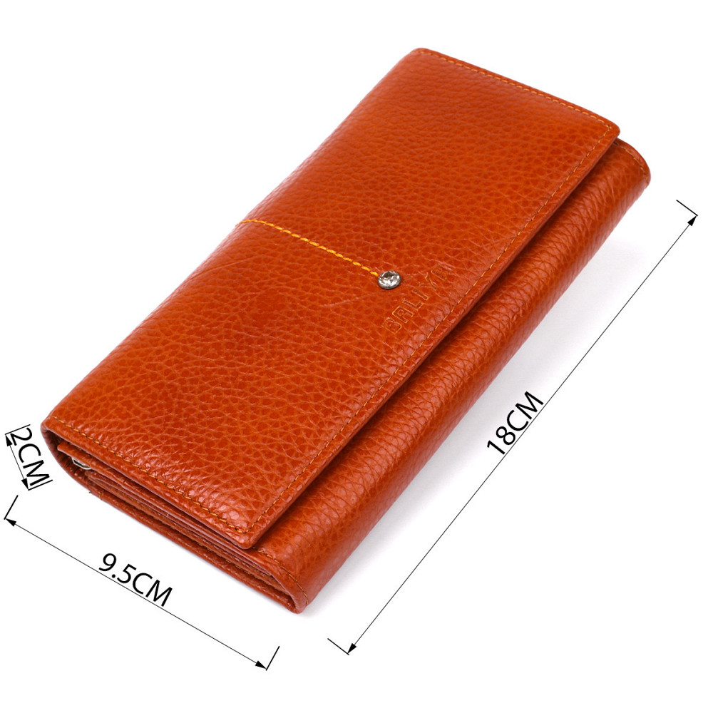 Гаманець горизонтальний зі стразами жіночий шкіряний Помаранчевий (BALIYA) Київ - фото 2