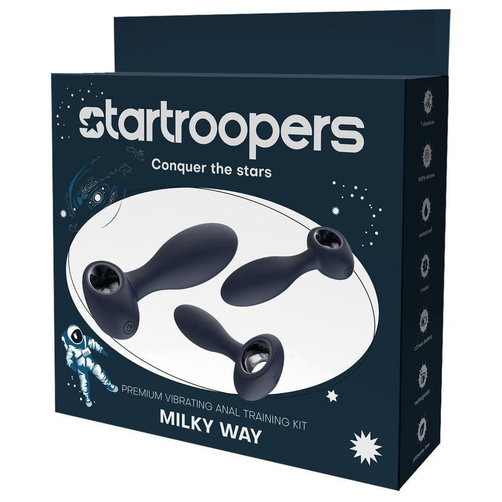 Набір анальних стимуляторів, S, M, L, Dream Toys Startroopers Milky Way, два з вібрацією, синій Sex Aura Київ - фото 2