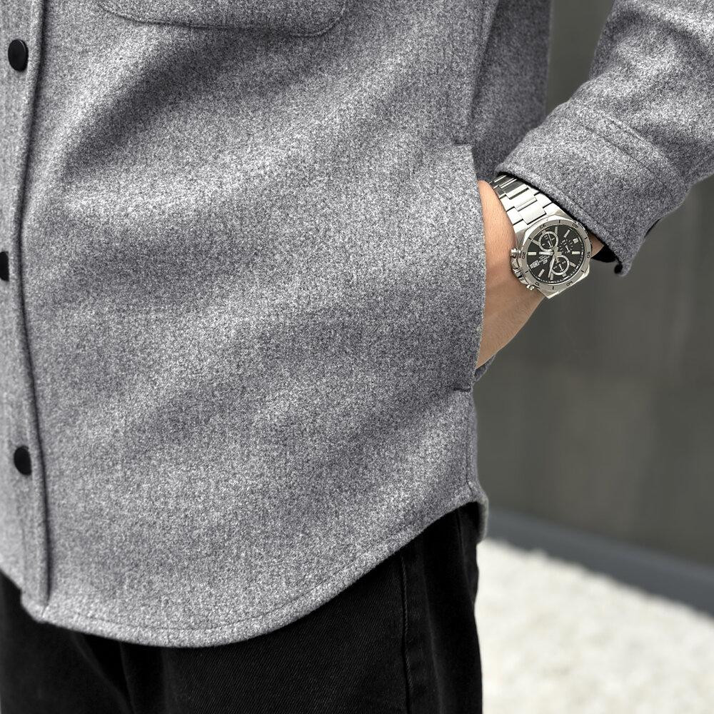 Тепла чоловіча сорочка Pobedov Mars. Сорочка-пальто осіння сіра Київ - фото 9