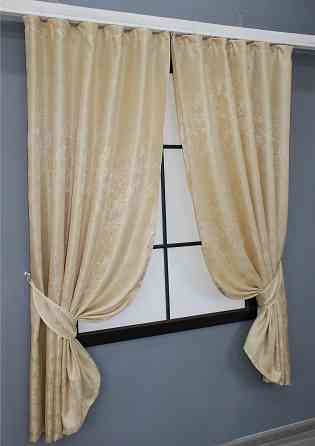 Комплект штор VR-Textil Жакард Мрамор Al1 № 438ш 130х170 см 2 шт Темно-бежевий (35-0103) Київ