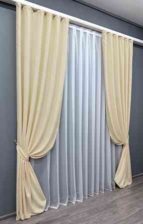Комплект готових штор VR-Textil Софт № 1741ш Кремовий 150х280 см 2шт (33-0808) Київ