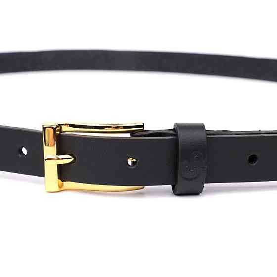 Тонкий шкіряний ремінь для жінок GRANDE PELLE 22947 Чорний Київ