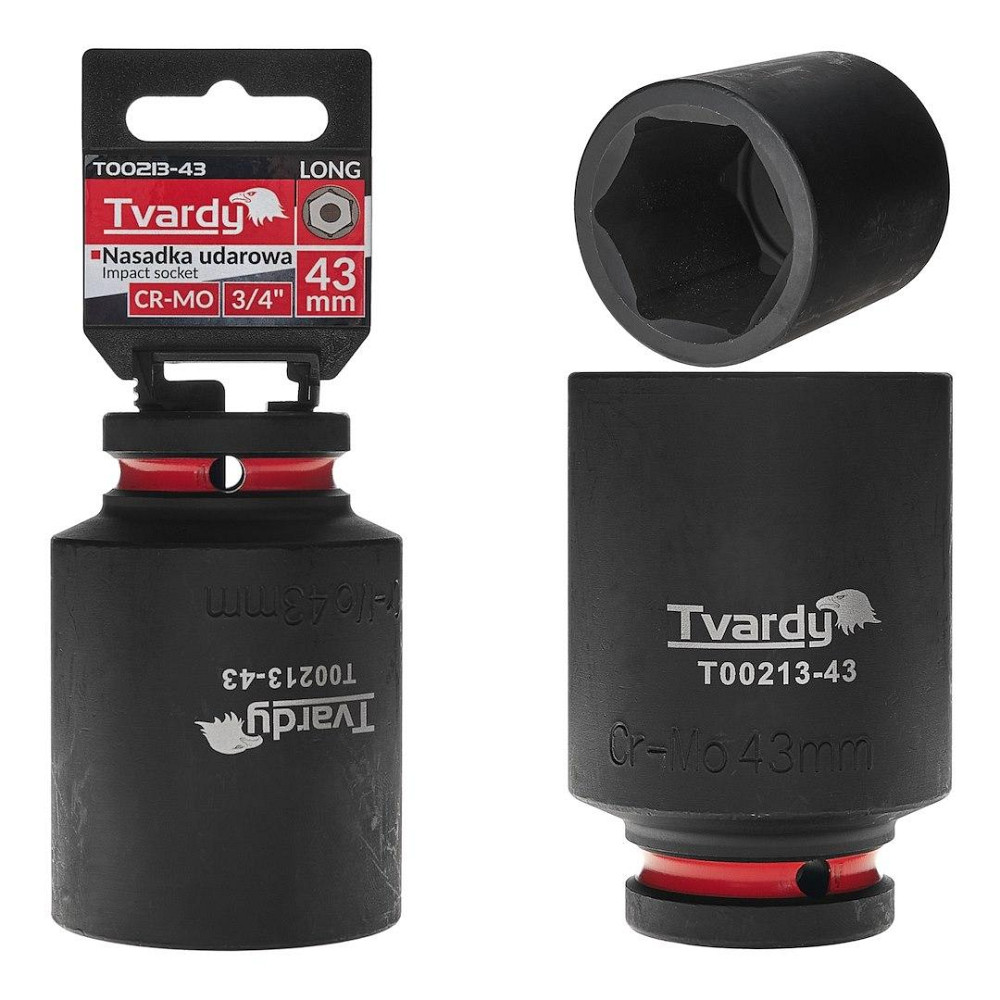 Головка ударна "Tvardy" з хром-молібденової сталі (Cr-Mo)  3/4"  6-гранна довга 43 мм Киев - изображение 2
