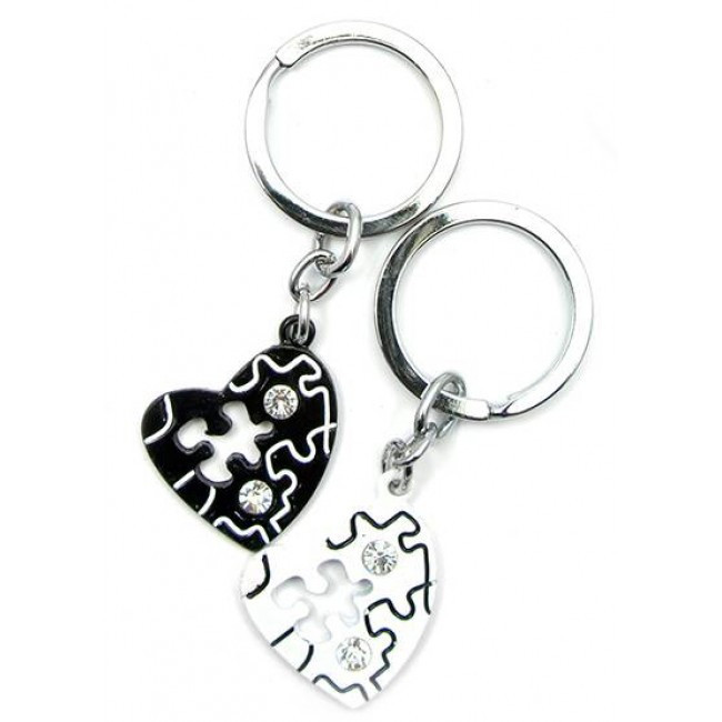 Брелок для пары черно-белый Сердечки Киев - изображение 1