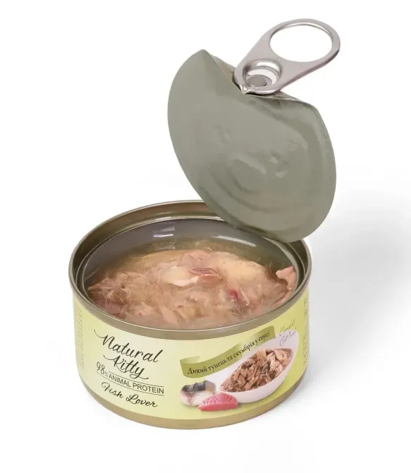 Вологий корм Natural Kitty Meat Lover Mackerel And Tuna In Gravy додатковий корм для котів тунець з скумбрією у соусі, 70 г Київ - фото 3