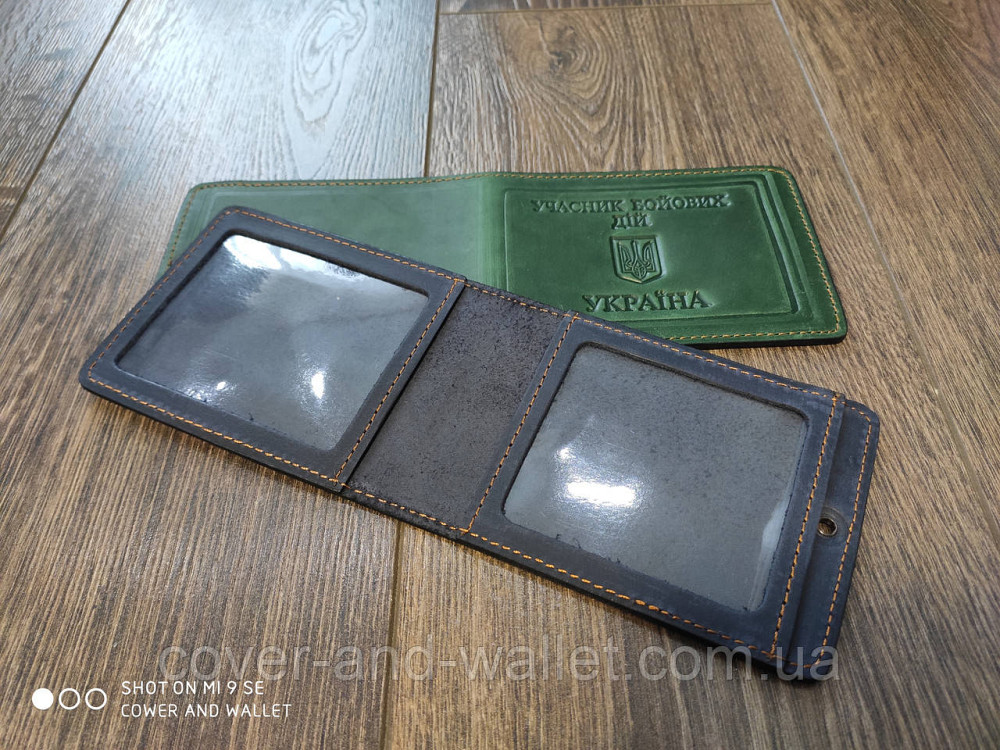 Обкладинка на посвідчення "Учасник бойових дій" із вінтажної шкіри Crazy Horse Київ - фото 2
