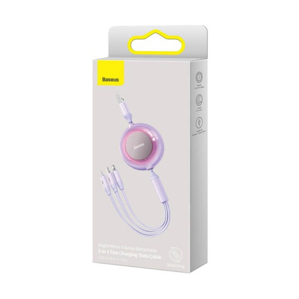 Кабель 3 в 1 USB / M+L+C Baseus Bright Mirror 2 Series висувний швидка зарядка та передача даних 3.5A 1.1m CAMJ010005 Одеса - фото 2