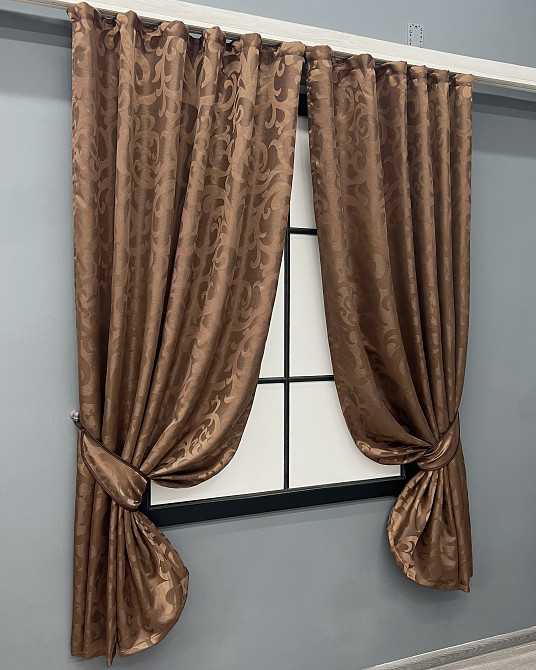 Комплект коротких штор VR-Textil Жакард Вензель № 478ш Світло-коричневий 130х170 см 2 шт (35-0407) Київ - фото 2