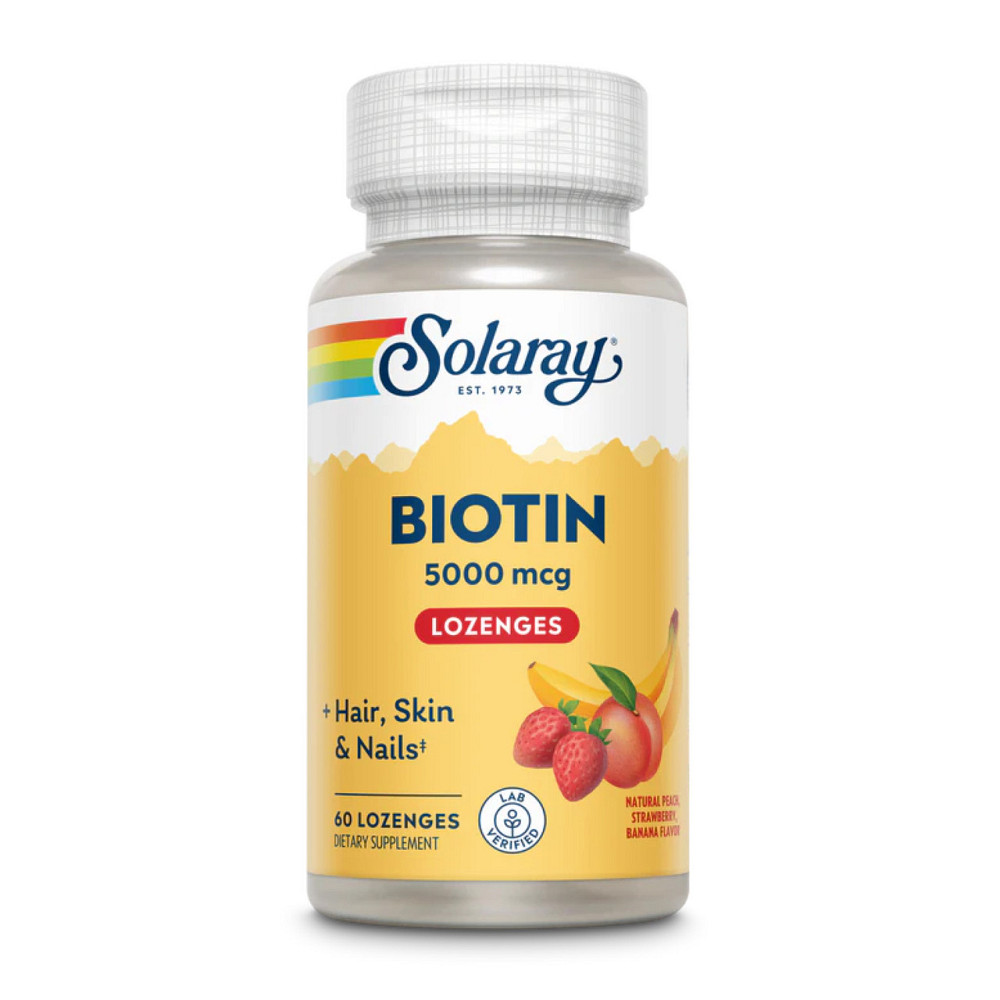 Биотин для роста волос,ресниц и бровей Solaray Biotin 5000mcg 60 vcaps персик клубника банан Киев - изображение 1