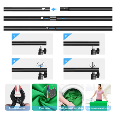 Фон Puluz PKT5205 background set with mount 290x200 cm green, blue, red (PKT5205) Вінниця - фото 2