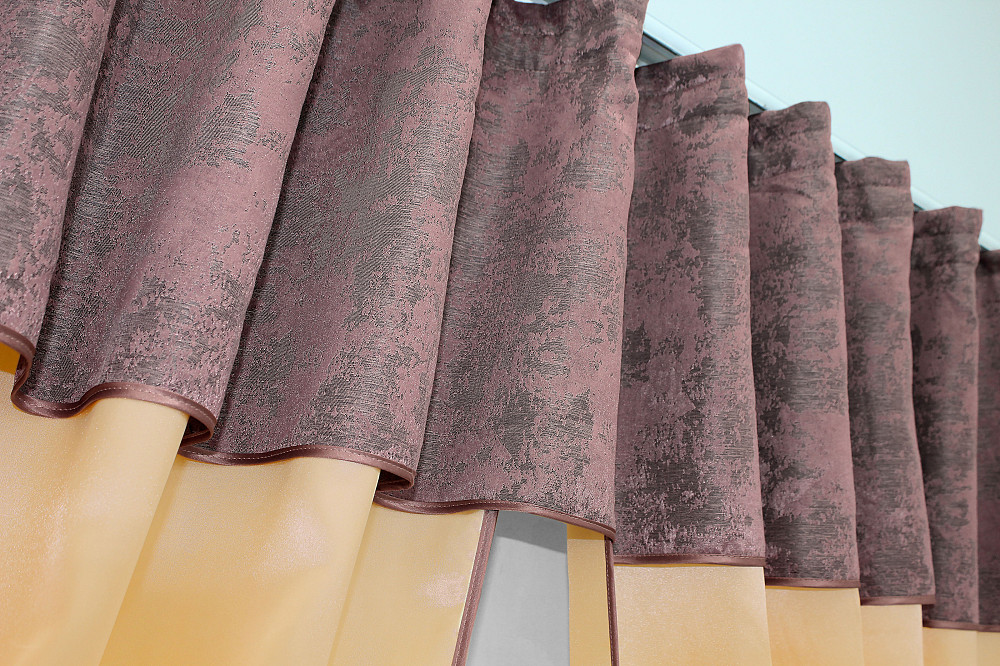 Кухонні штори VR-Textil № 073к з ламбрекеном і підхватами персиковий з малиново-сірим 270х170 см (52-0201) Киев - изображение 5