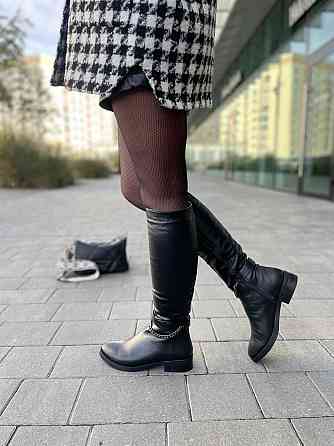 Nivelle Шкіряні чоботи жіночі зимові на низькому ходу чорні на хутрі 5394/2510 р. 36-40 Коломия