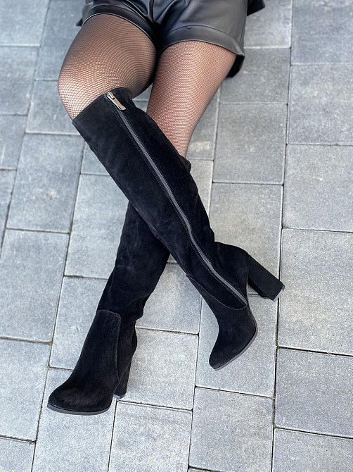 Nivelle Чоботи жіночі NIVELLE чорні замша натуральна высота 40см обхват 36-37см каблук 9.5см (5 Коломия - фото 8