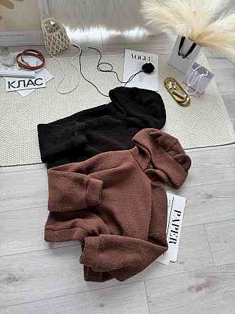 Жіноча стильна тепла плюшева худі з вушками м'яке хутро Teddy Шоколад Одеса