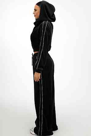 Жіночий прогулянковий велюровий костюм-двійка Чорний, 48/52 Одеса