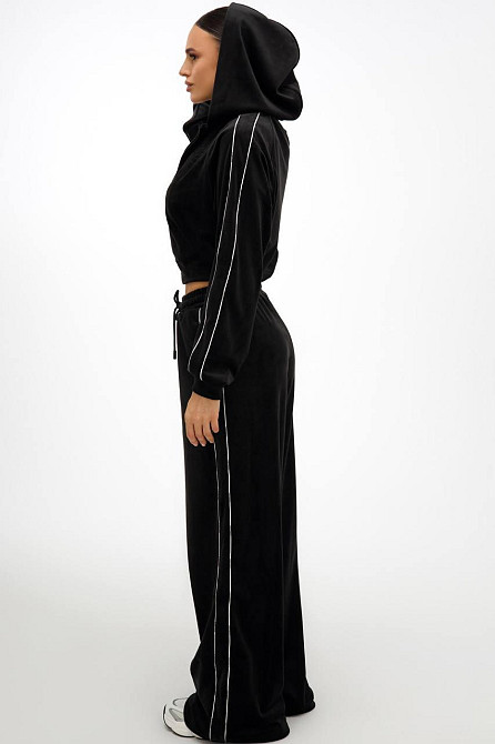 Жіночий прогулянковий велюровий костюм-двійка Чорний, 48/52 Одеса - фото 3