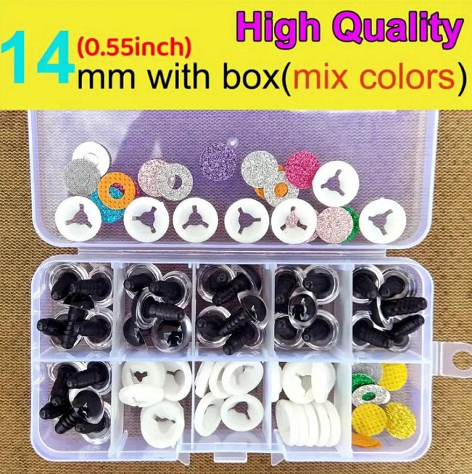 3d Глаза для игрушек 14 мм цветные винтовые с фиксатором 30 шт. Киев - изображение 2