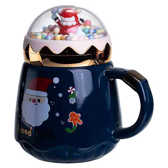 Чашка порцелянова з кришкою Christmas 400 (мл) Синій Yiwu FM-CS-41B Коломия