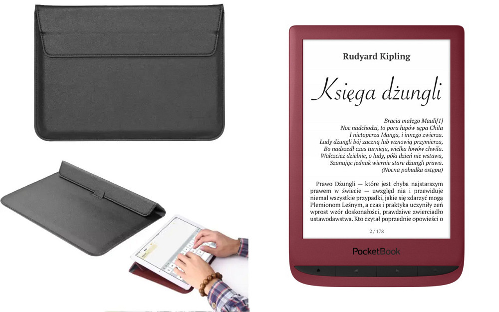 Чехол-конверт VitoCase для PocketBook Touch Lux 5, с функцией подставки для книги Черный Киев - изображение 1