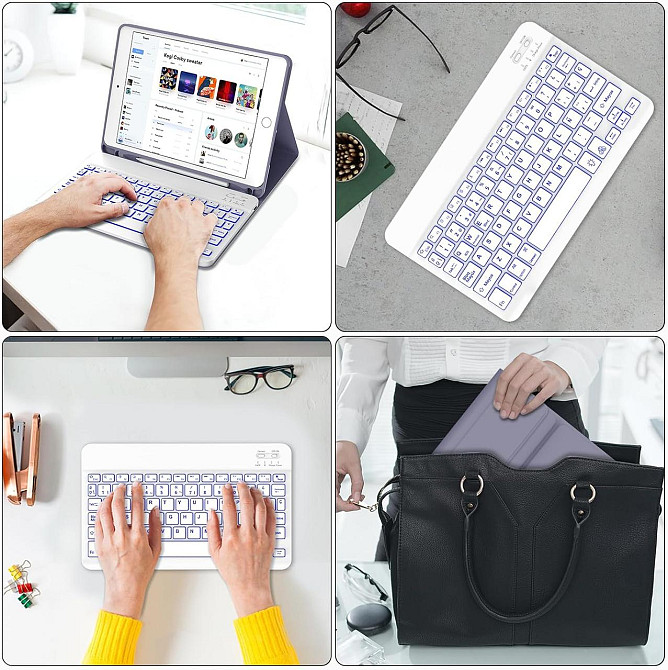 Чехол с магнитной клавиатурой для iPad 9.7” 5 6 поколения Pro, Air 1/2 подсветкой держатель стилуса лавандовый Киев - изображение 9