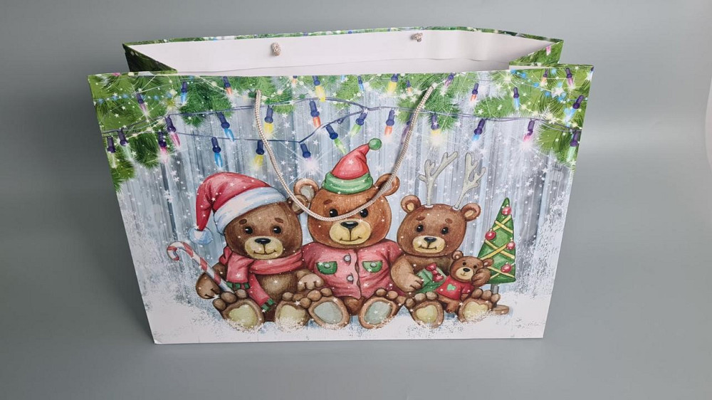 Картонні пакети з ручками Гігант горизонтальні Новорічні 46*33*15-010 (12 шт.) Харків - фото 1