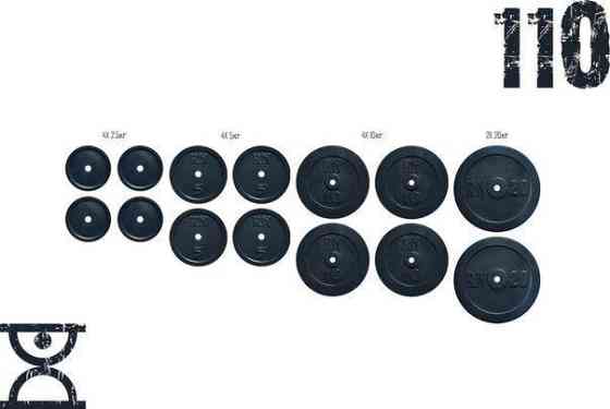 Набор блинов 110 кг (4х2.5, 4х5, 4х10, 2х20) на гриф 25.30,50 мм Гантели, гири, штанги и диски гранилит Киев