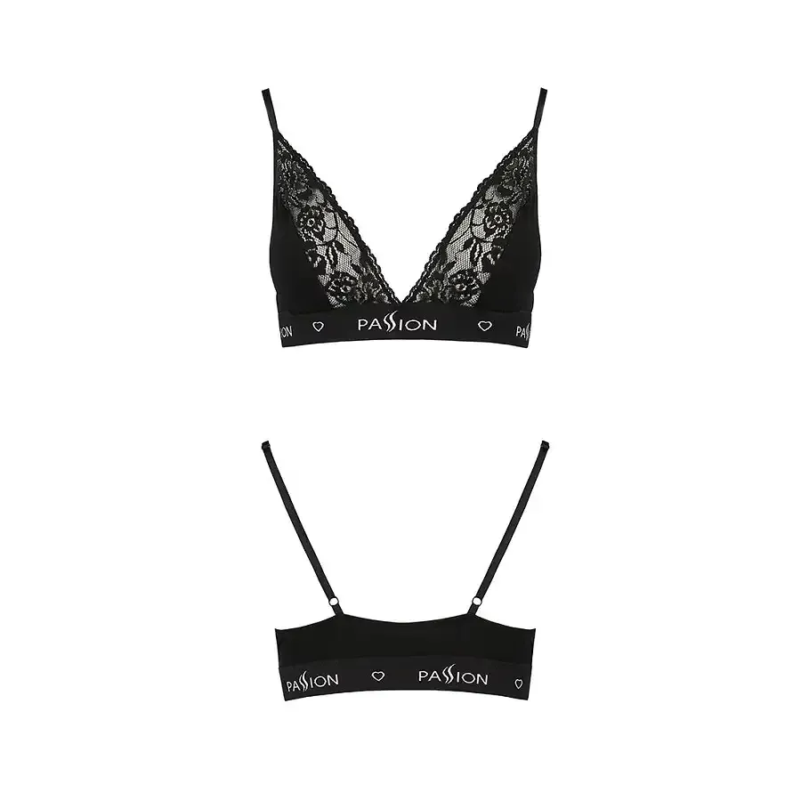 Еластичний топ з мереживом Passion PS001 TOP S, black Львів - фото 5