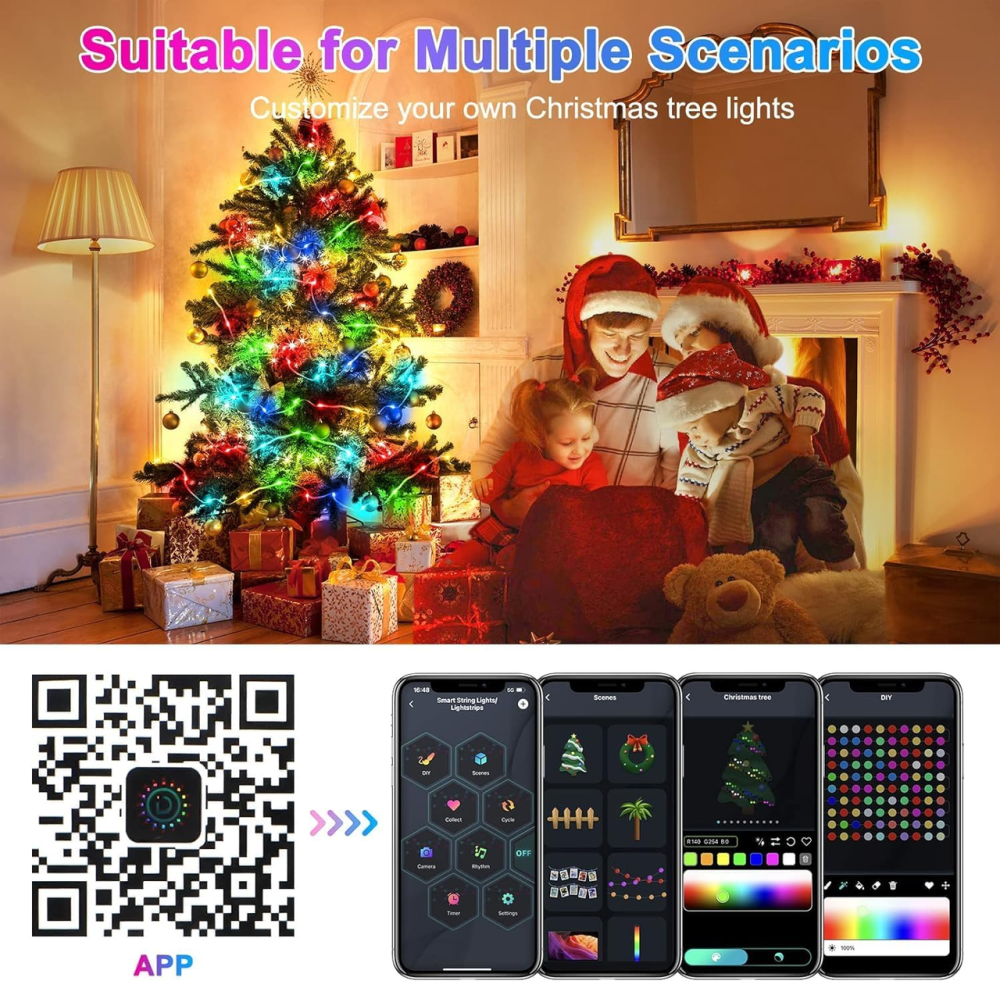 Умная RGB LED-гирлянда Oreunik 10 м 100 LED, Bluetooth, iDeal LED, синхронизация с музыкой, пульт, IP65, USB Киев - изображение 8