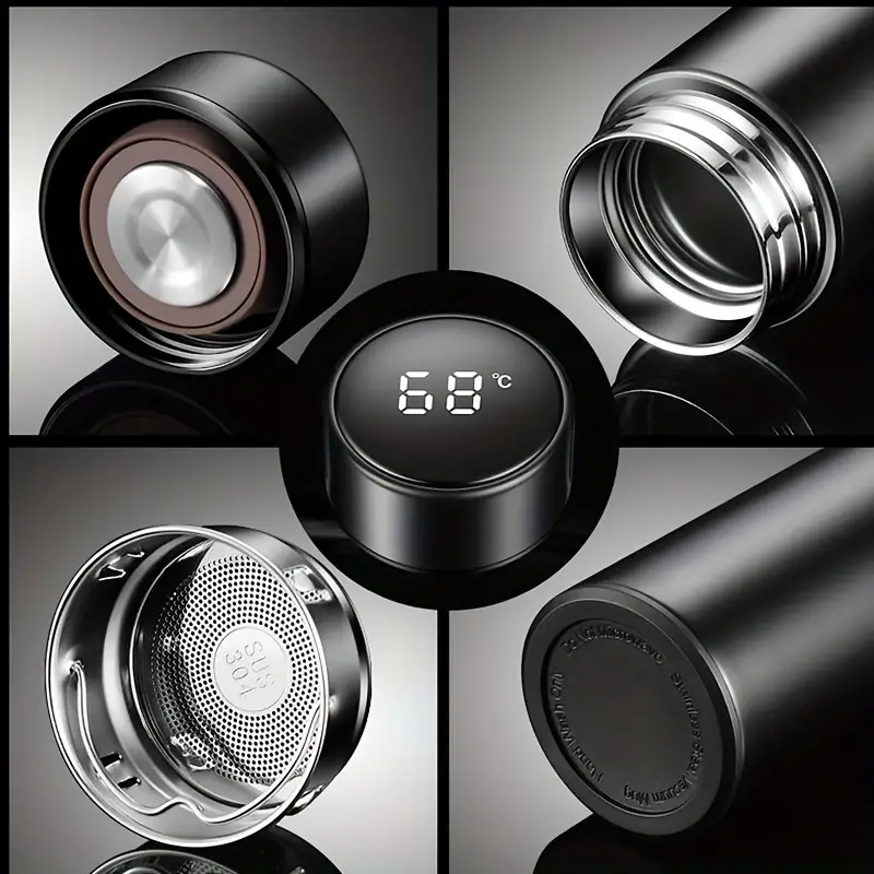 Розумний термос з датчиком індикатором температури 375 мл з інтелектуальним LED екраном чорний Одеса - фото 10