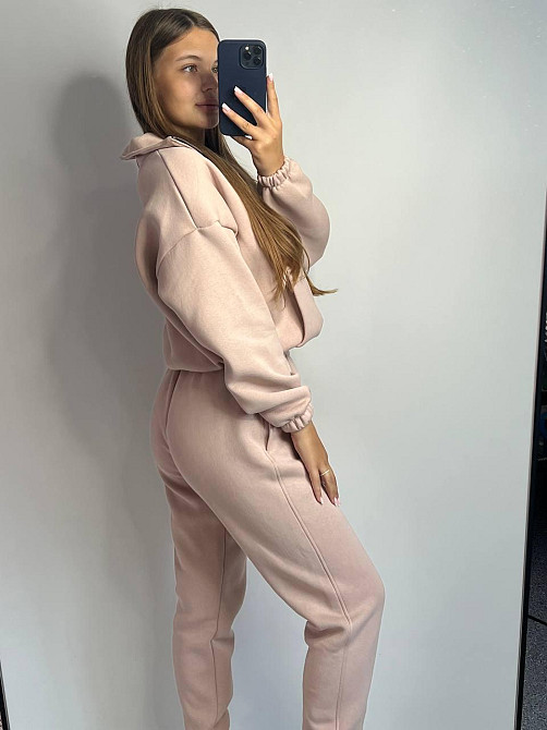 Флісовий спортивний костюм зі змійкою Бежевий XS-S Харків - фото 3