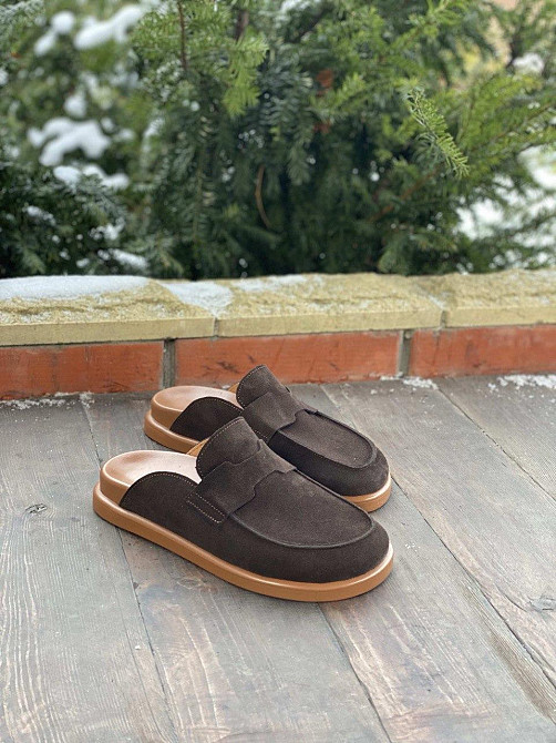 Шльопанці жіночі літні із закритим носком із натуральної замші шоколадні M.KRAFT 0195 р. 36-41 Коломия - фото 2