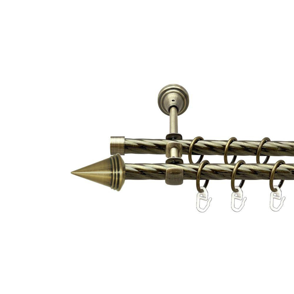 Карниз Orvit Конус металевий дворядний відкритий скручена труба кільце металеве Антик 16\16 мм 160 см Львов - изображение 1