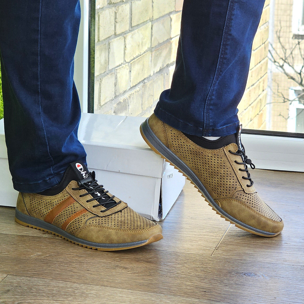 Чоловічі мокасини Літні Бежеві Туфлі Сіточка Коричневі Світлі (розміри: 40,41,42,43,44,45) - 216-3 Дніпро - фото 10