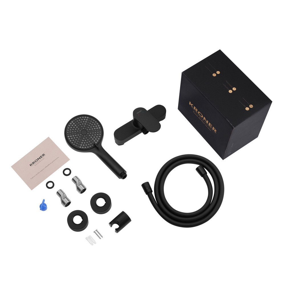 Смеситель для душа Kroner Element 211411-3801 с душевым гарнитуром, черный Киев - изображение 7