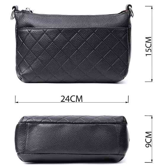 Элегантная сумка для женщин на три отделения из натуральной кожи Vintage 22805 Черный Киев